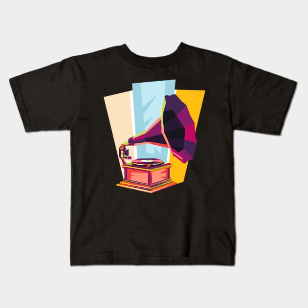 vintage music player Kids T-Shirt by cool pop art house